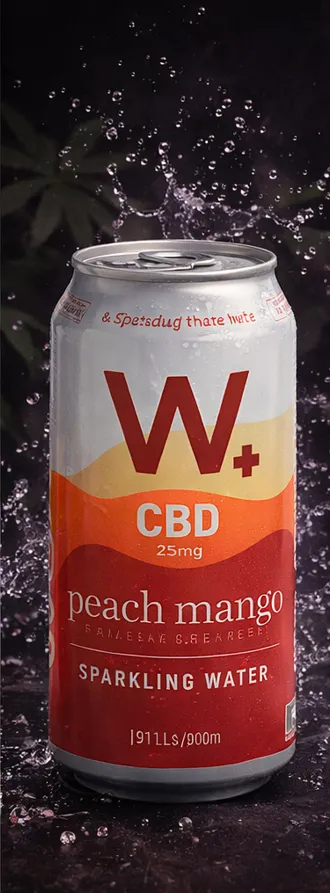 Bebida Espumante CBD Peach Mango 25mg – W+